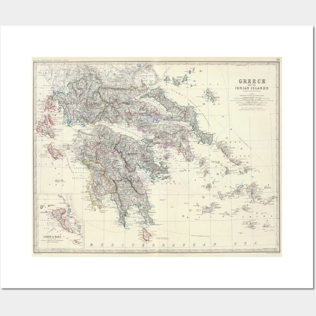 Vintage Map of Greece (1861) Wall Art by Bravuramedia